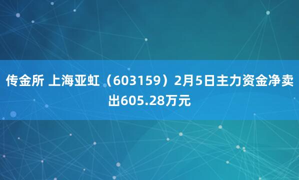 传金所 上海亚虹(603159)2月5日主力资金净卖出605.28万元